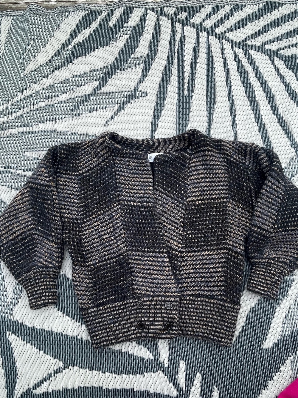 VTG 80’s Cin Cin Wool Mohair Chunky Knit Cardigan Balloon Sleeves Sz M Art Knit